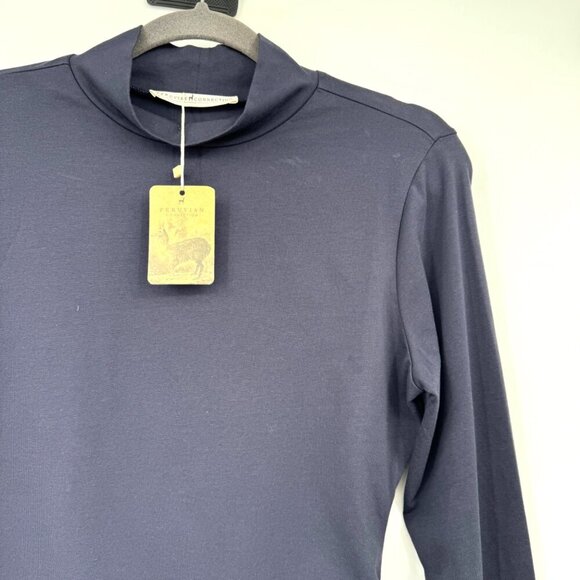 Peruvian Connection Emilia Mockneck Top woman’s size Medium Navy NWT - Picture 2 of 12